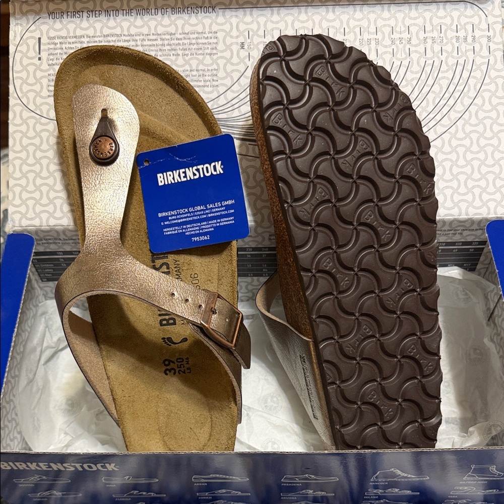 Birkenstock Women's Metallic Rose Gold T-Strap Sandals - Picture 5 of 5